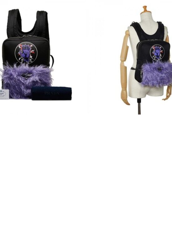 Prada Frankenstein Backpack Black Purple Nylon Fur main image 6